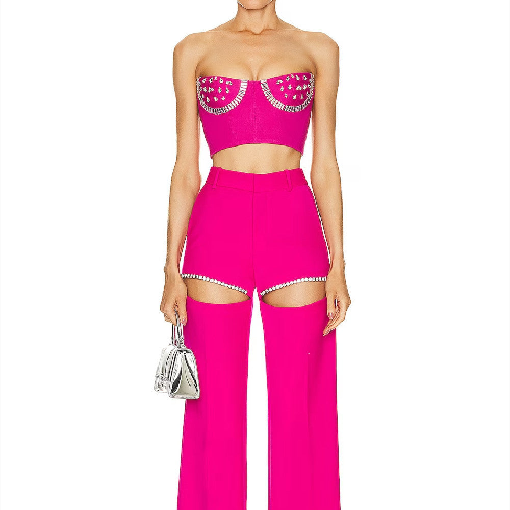 Hollow Personality Cropped Pants Set