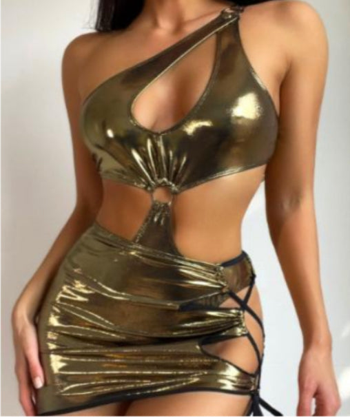 Golden Hour Metallic Bikini Set
