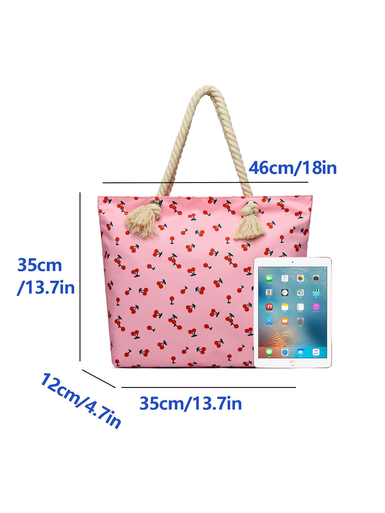 Cherry Love, Beach Bag Tote Waterproof Sandproof, Beach Bags For Women