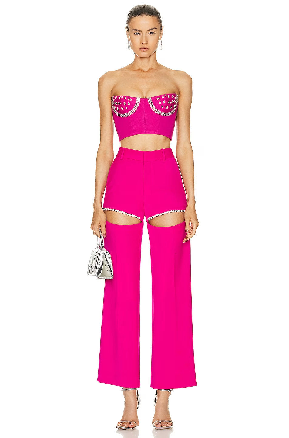 Hollow Personality Cropped Pants Set